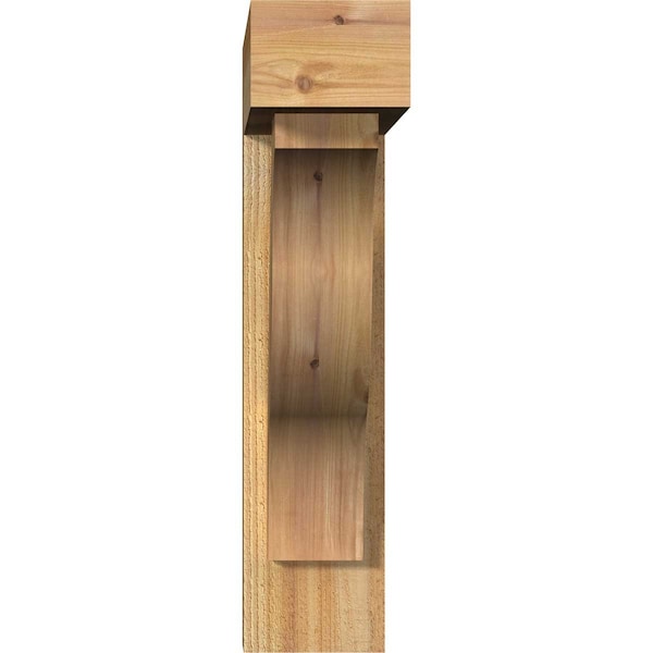 Funston Block Rough Sawn Bracket W/ Offset Brace, Western Red Cedar, 6W X 22D X 26H